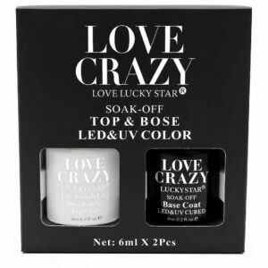 Set Top Coat + Base Coat Love Crazy – 6 ml x 2