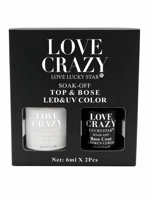 Set Top Coat + Base Coat Love Crazy – 6 ml x 2