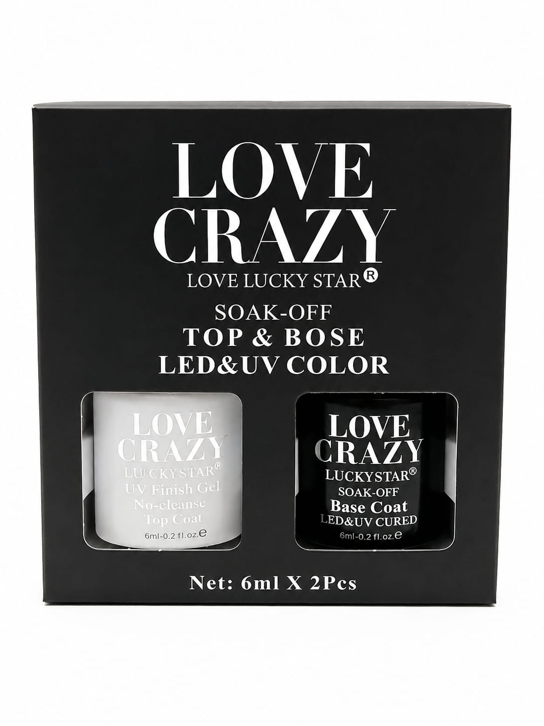 Set Top Coat + Base Coat Love Crazy – 6 ml x 2